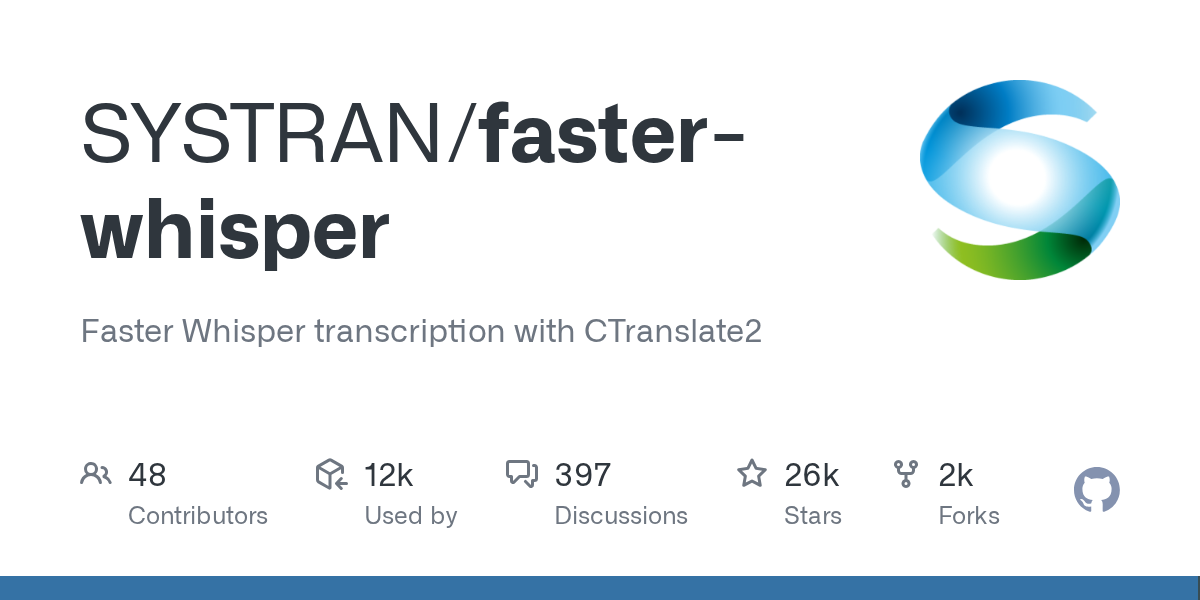 faster-whisper — Faster Whisper transcription with CTranslate2