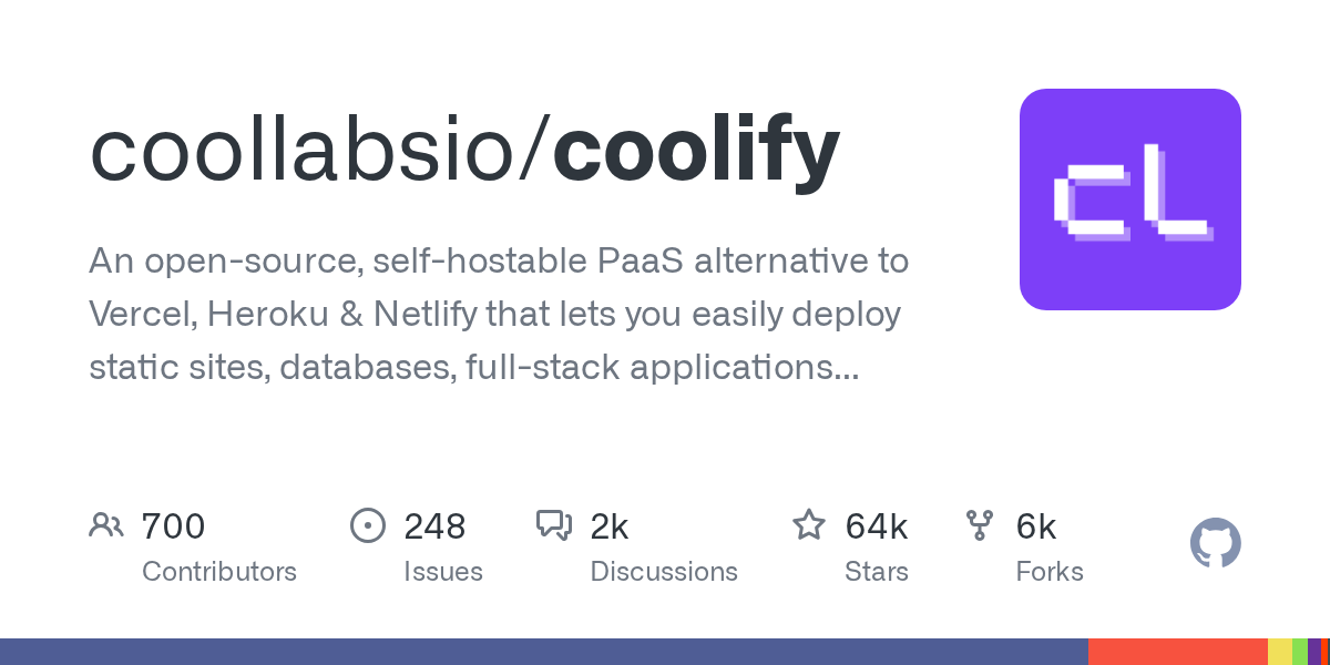 Coolify: Self-Hostable PaaS for Apps and Databases