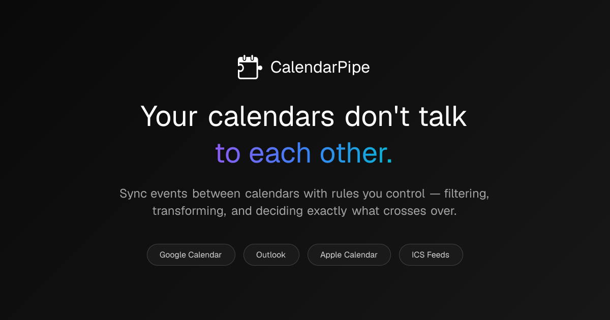 CalendarPipe — Smart Calendar Sync, Your Way screenshot 1