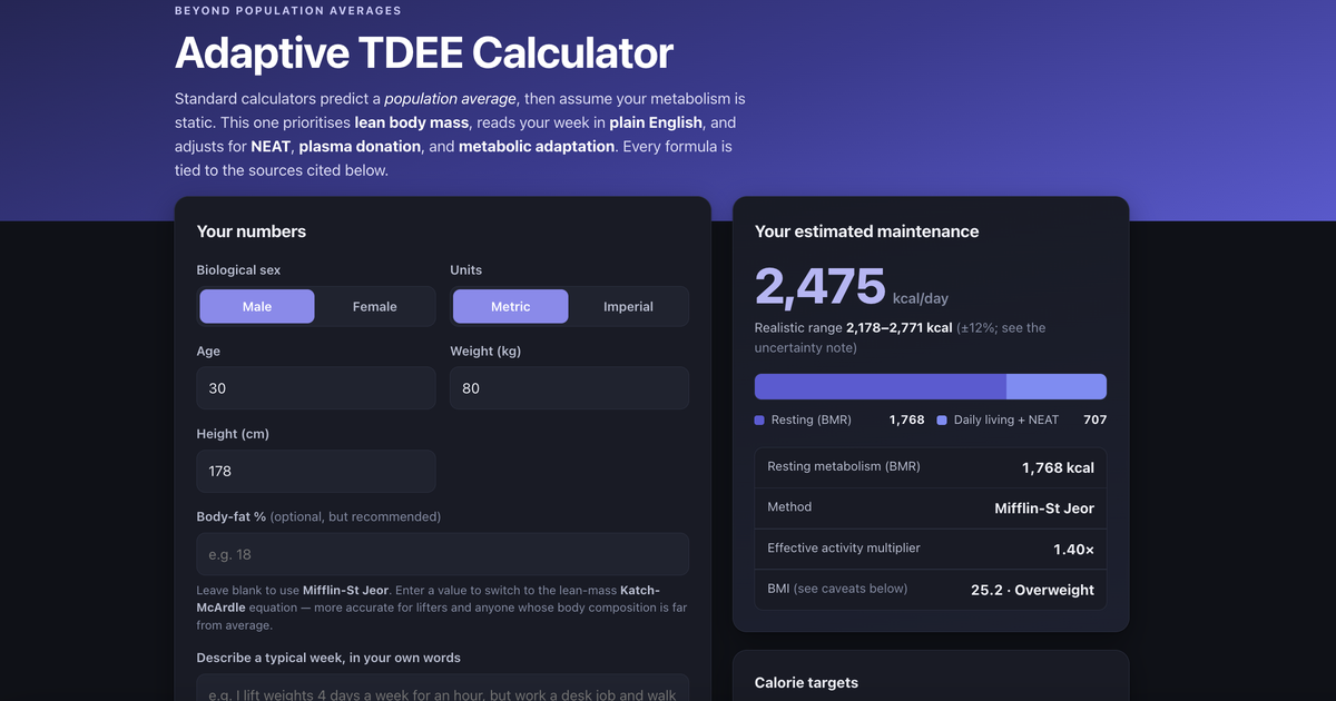 Adaptive TDEE Calculator screenshot 1