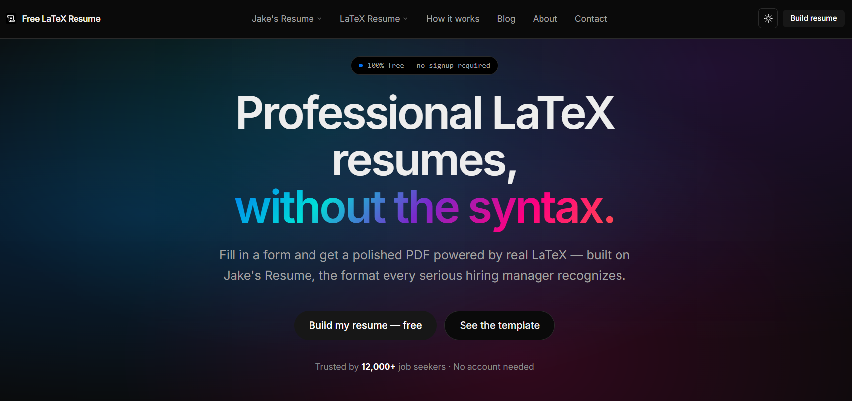Free LaTeX Resume Builder screenshot 1