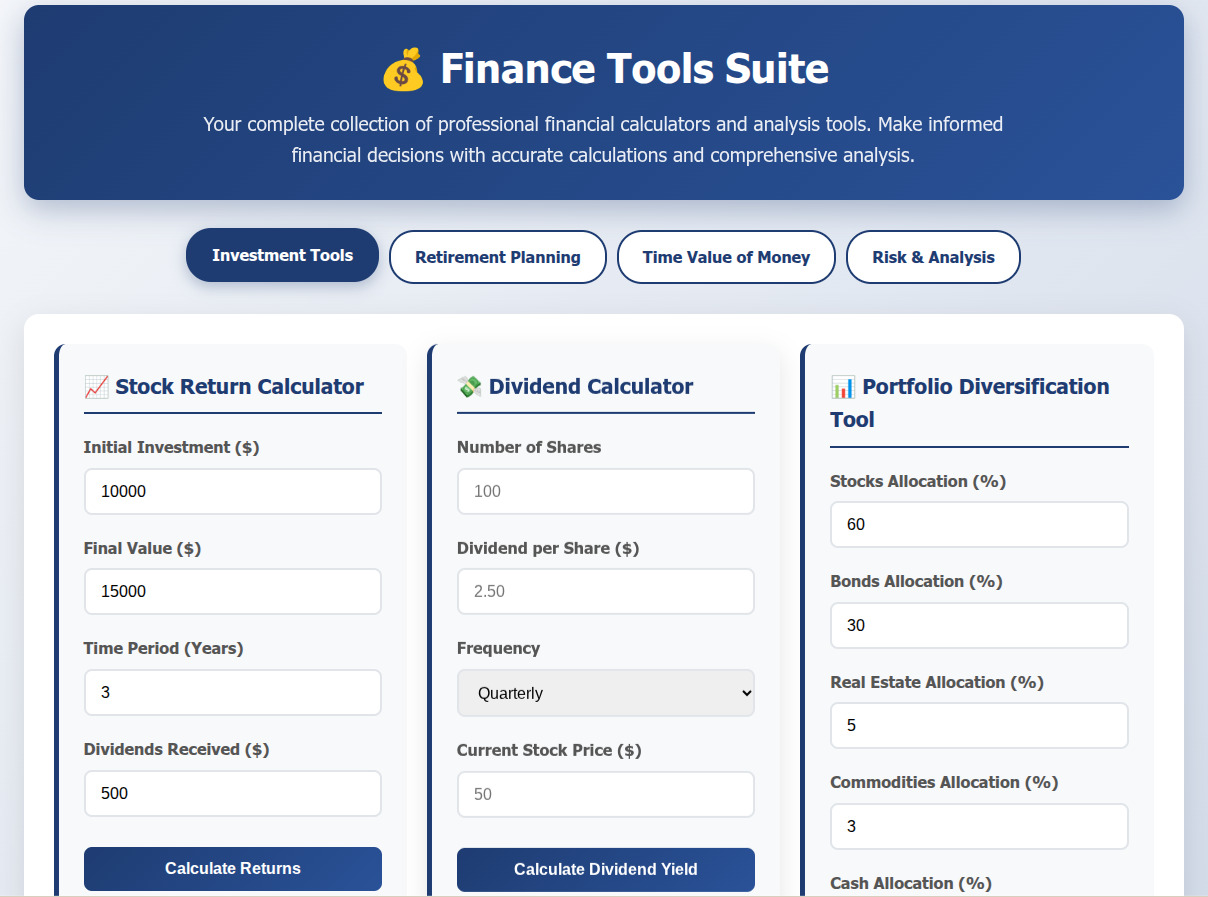 Free Online Finance Tools Suite screenshot 1