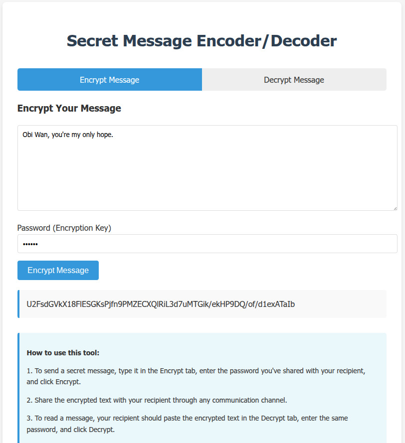 Free Online Secret Message Encoder/Decoder screenshot 1