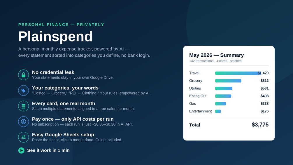 Plainspend screenshot 1