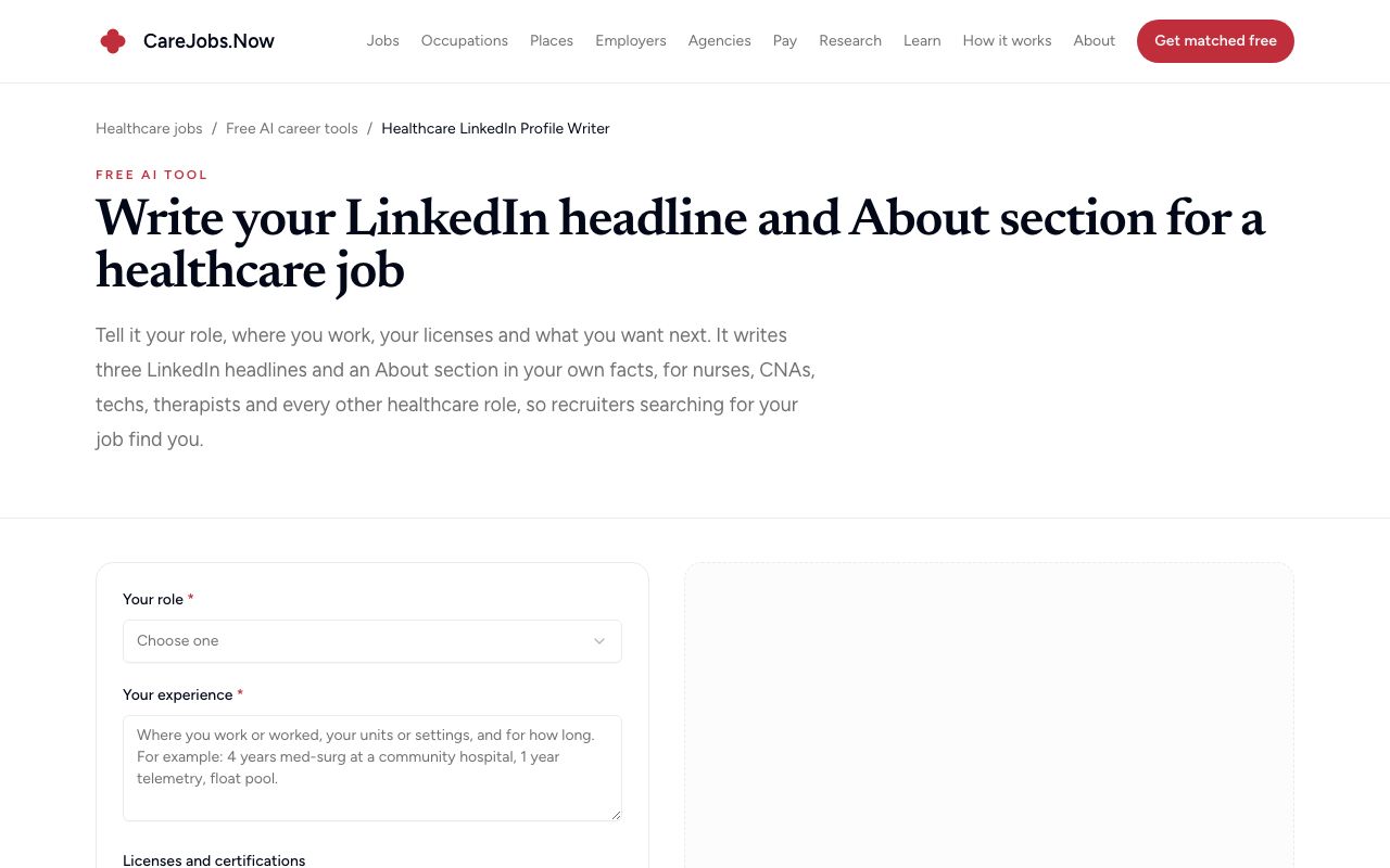 Healthcare LinkedIn Profile Writer screenshot 1