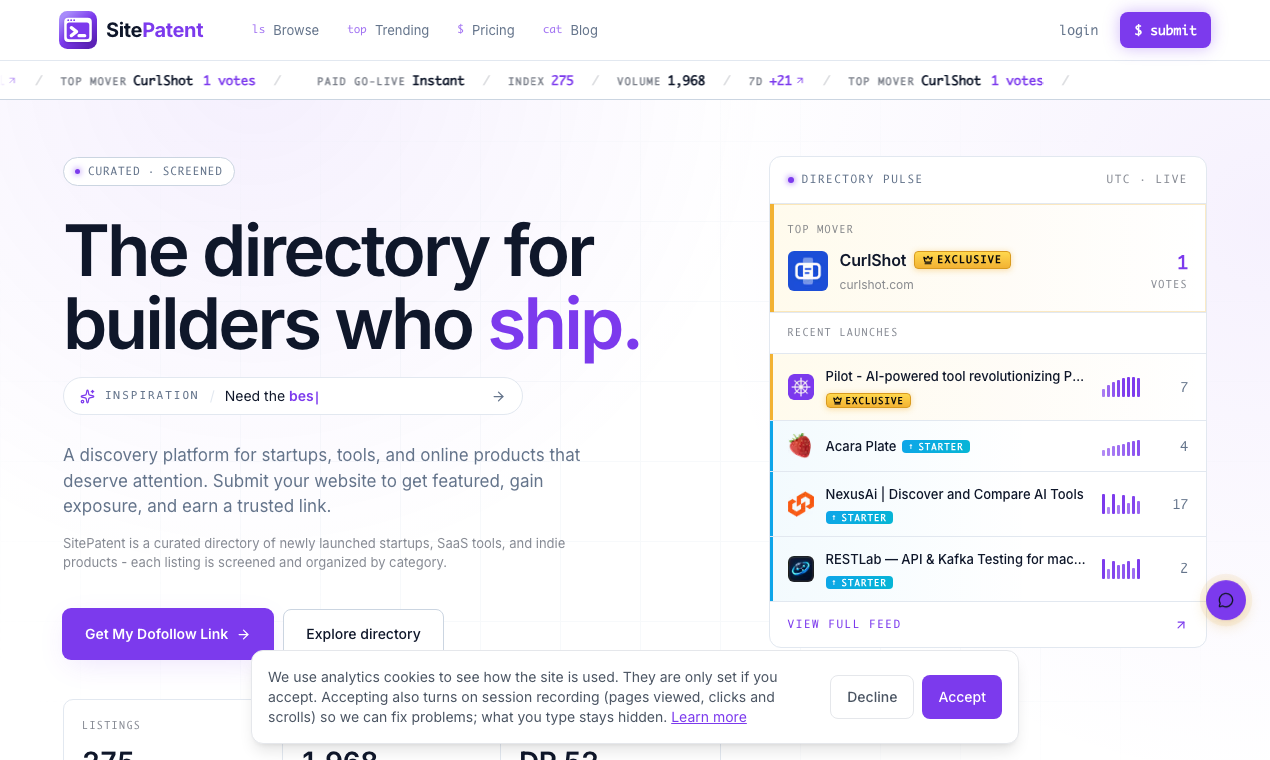 SitePatent screenshot 1