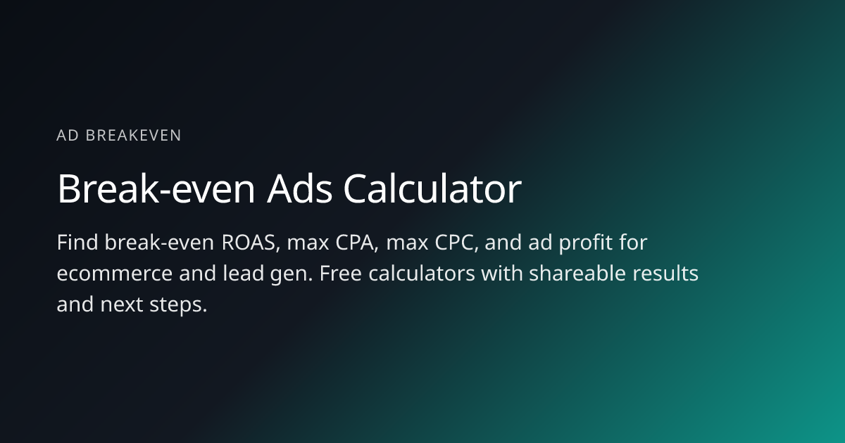Break-even Ads Calculator screenshot 1