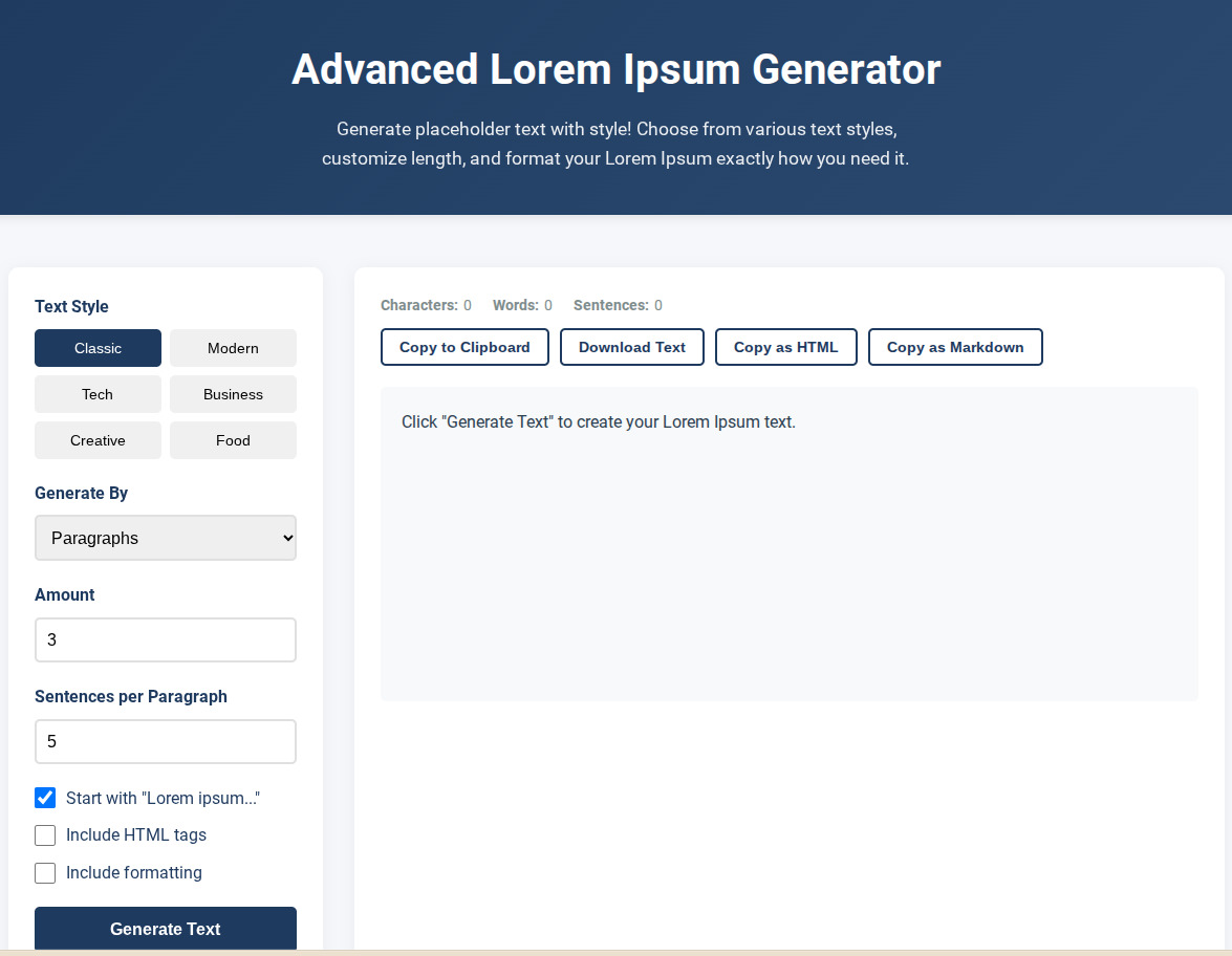 Free Online Lorem Ipsum Generator screenshot 1