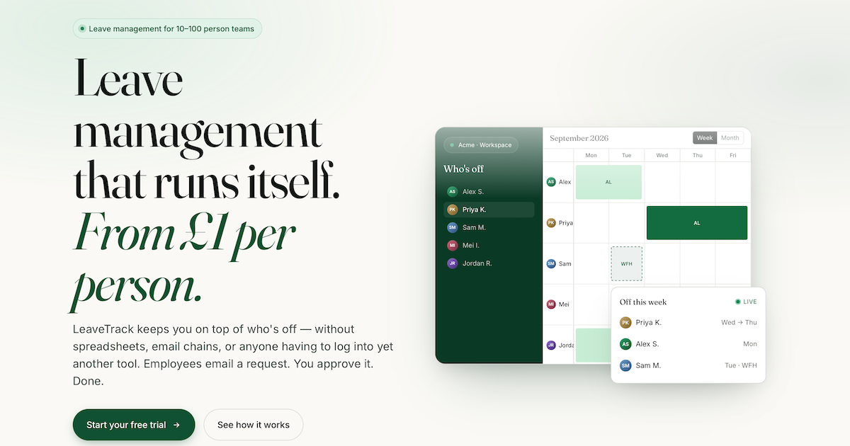 Leavetrack screenshot 1