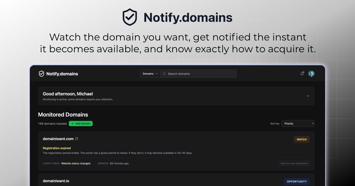 Notify.domains screenshot 1